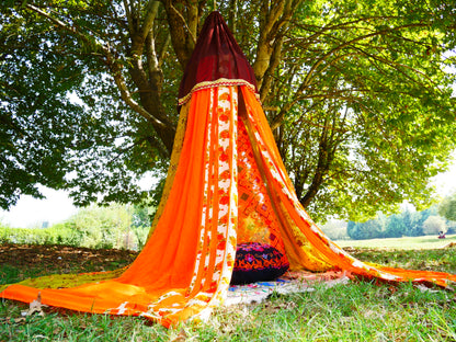 Boho canopy  Saree tent - bed canopy  | hippie decor - Shanti baldachin for Meditation Spaces or Reading nooks