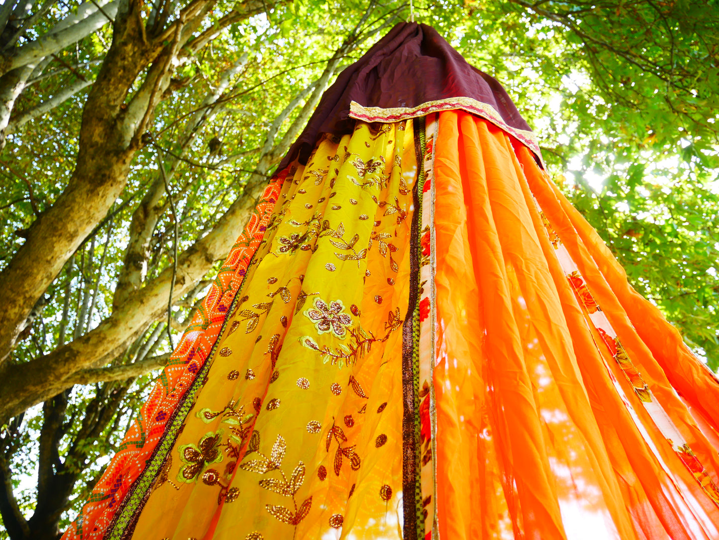 Boho canopy  Saree tent - bed canopy  | hippie decor - Shanti baldachin for Meditation Spaces or Reading nooks