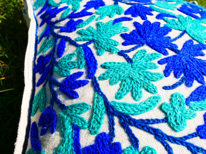 Artisan Kashmiri Embroidered Mandala Cushion Cover – Boho Hippie Floor Pillow for Meditation or Lounge Decor (Cover Only)