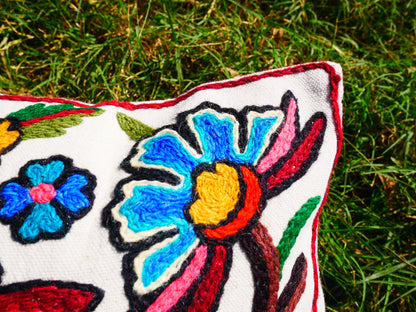 Kashmiri Embroidery pillow "Duanz Dar" Crewel Pillow Covers: Handcrafted by Artisans 16x16 inches