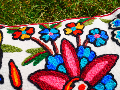 Kashmiri Embroidery pillow "Duanz Dar" Crewel Pillow Covers: Handcrafted by Artisans 16x16 inches