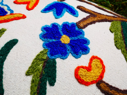 Kashmiri Embroidery pillow "Duanz Dar" Crewel Pillow Covers: Handcrafted by Artisans 16x16 inches