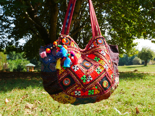 Boho bag - colorful hippie bag | handmade bohemian shoulder bag | Festival hobo bag