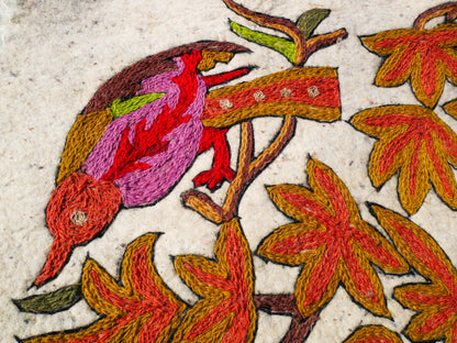 Amazing Artisan Rug Hand-Felted Namda From Kashmir | Floral Embroidered Boho Area Carpet