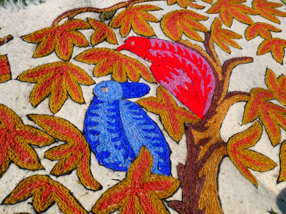Amazing Artisan Rug Hand-Felted Namda From Kashmir | Floral Embroidered Boho Area Carpet