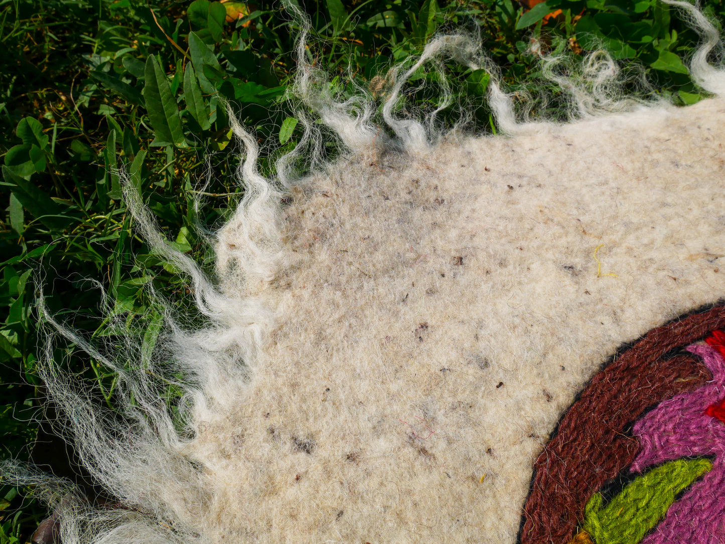 Amazing Artisan Rug Hand-Felted Namda From Kashmir | Floral Embroidered Boho Area Carpet