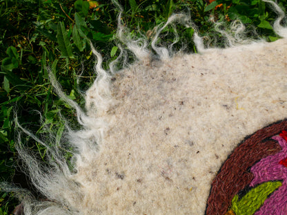 Amazing Artisan Rug Hand-Felted Namda From Kashmir | Floral Embroidered Boho Area Carpet