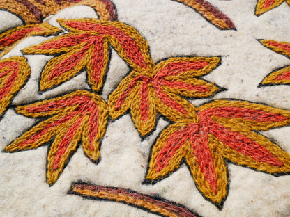 Amazing Artisan Rug Hand-Felted Namda From Kashmir | Floral Embroidered Boho Area Carpet