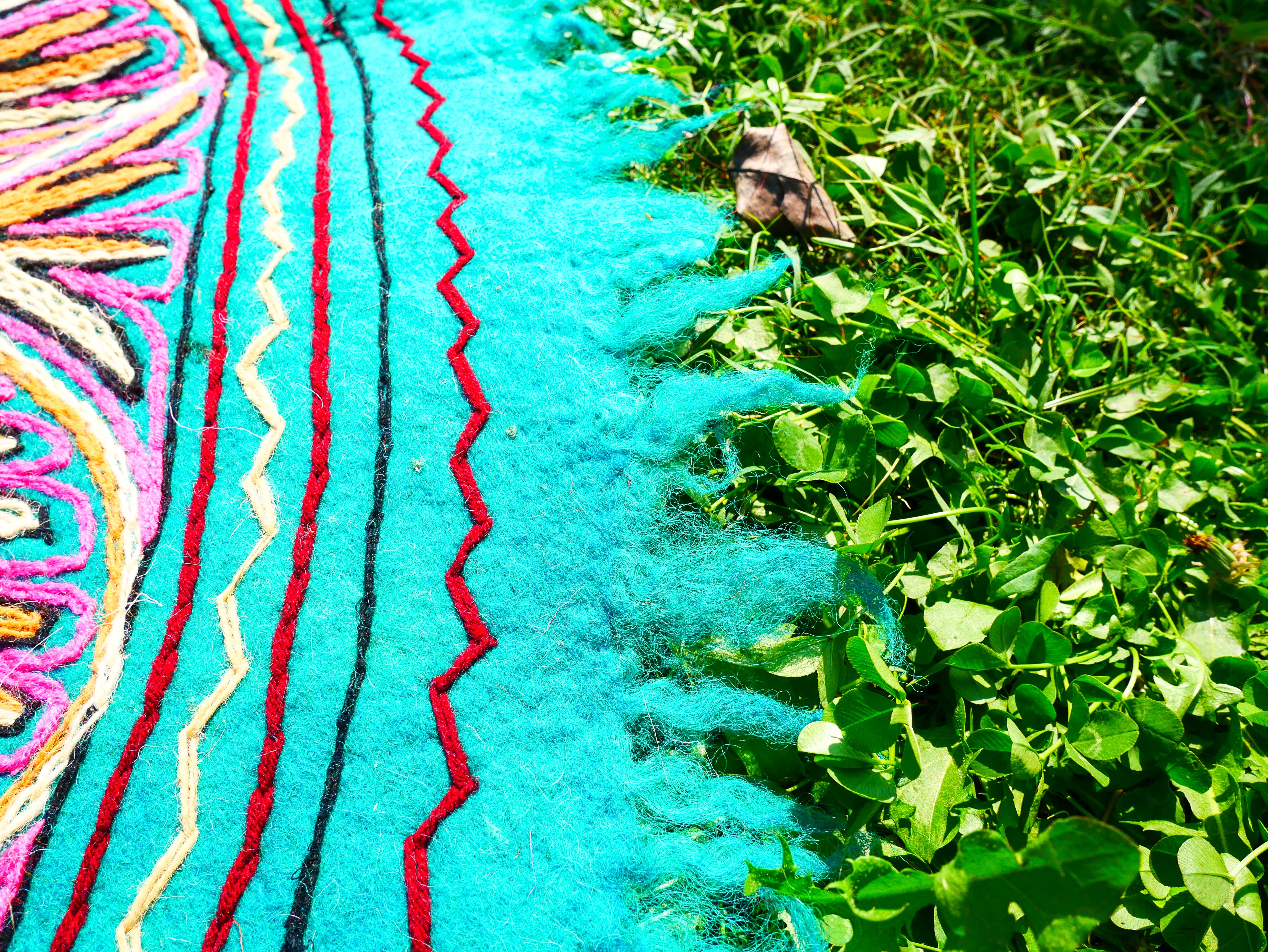 Alfombra Redonda de Lana Mandala de 1,5 m | Namda Hecho a Mano de Cachemira | Alfombra de Área Bordada Bohemia