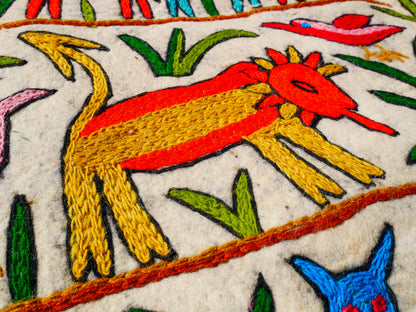 Kashmiri Namda rug 5ft - Boho Jungle wool rug - boho area rug handfelted and embroidered