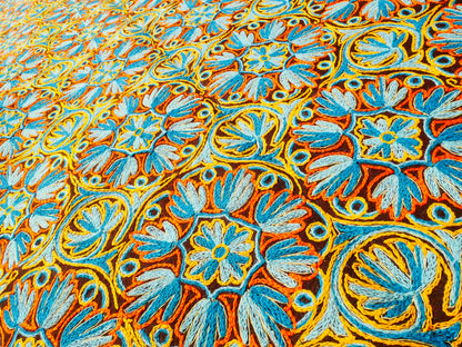 Hand felted Kashmiri Namda rug 6x10 fully embroidered - soft bohemian bedroom rug