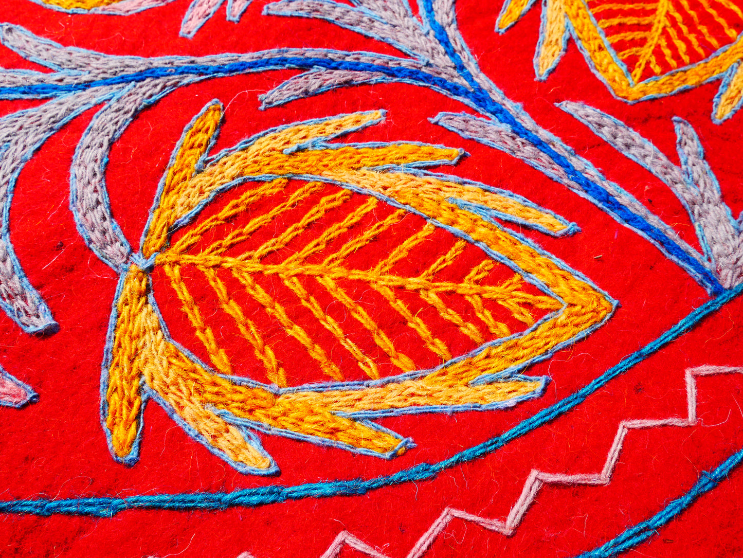 Kashmiri Mandala rug 3ft felted wool for boho bedrooms or as meditation - yoga rug