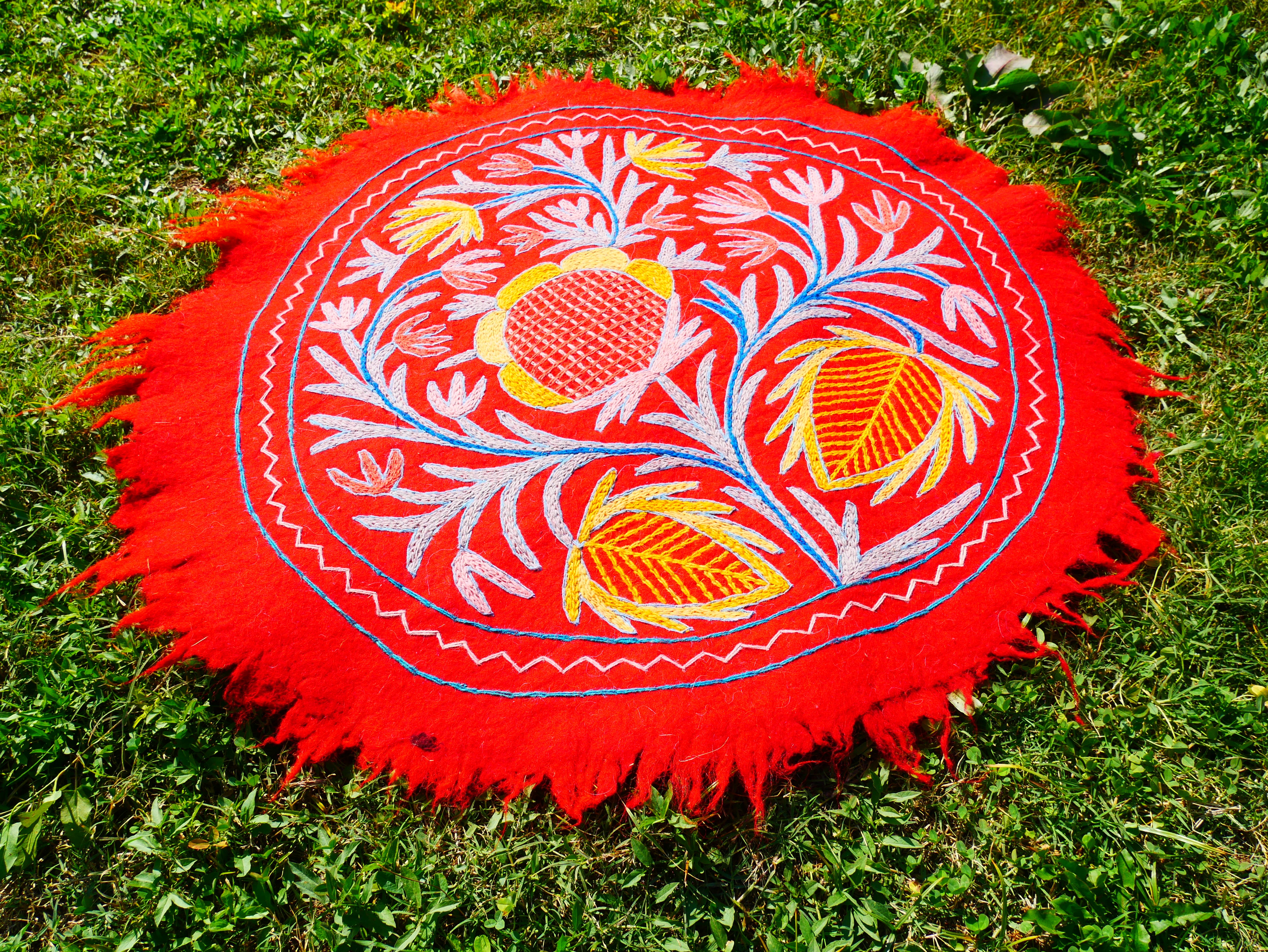 Alfombra Mandala de Cachemira de fieltro de lana de 90 cm para dormitorios boho o como alfombra de meditación/yoga