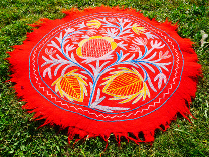 Kashmiri Mandala rug 3ft felted wool for boho bedrooms or as meditation - yoga rug
