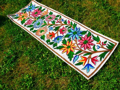 Boho table runner or wall hanging - Kashmiri Crewel embroidery - hand embroidered table decor