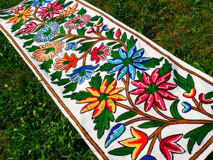 Boho table runner or wall hanging - Kashmiri Crewel embroidery - hand embroidered table decor