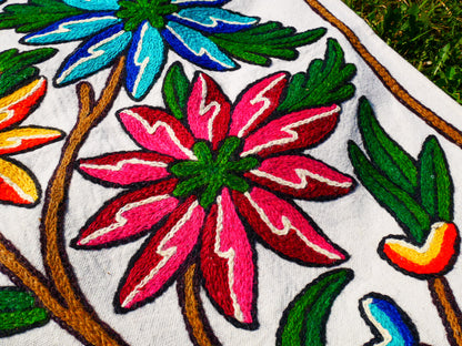 Boho table runner or wall hanging - Kashmiri Crewel embroidery - hand embroidered table decor