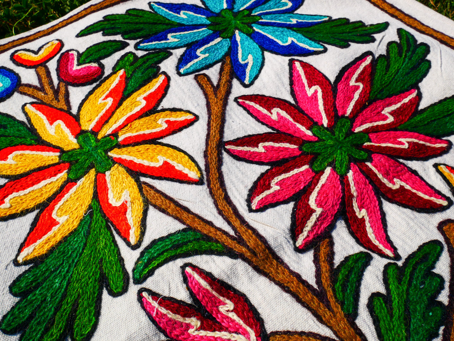 Boho table runner or wall hanging - Kashmiri Crewel embroidery - hand embroidered table decor