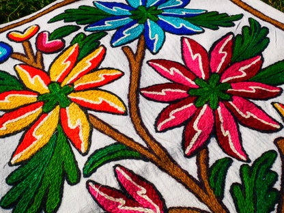 Boho table runner or wall hanging - Kashmiri Crewel embroidery - hand embroidered table decor