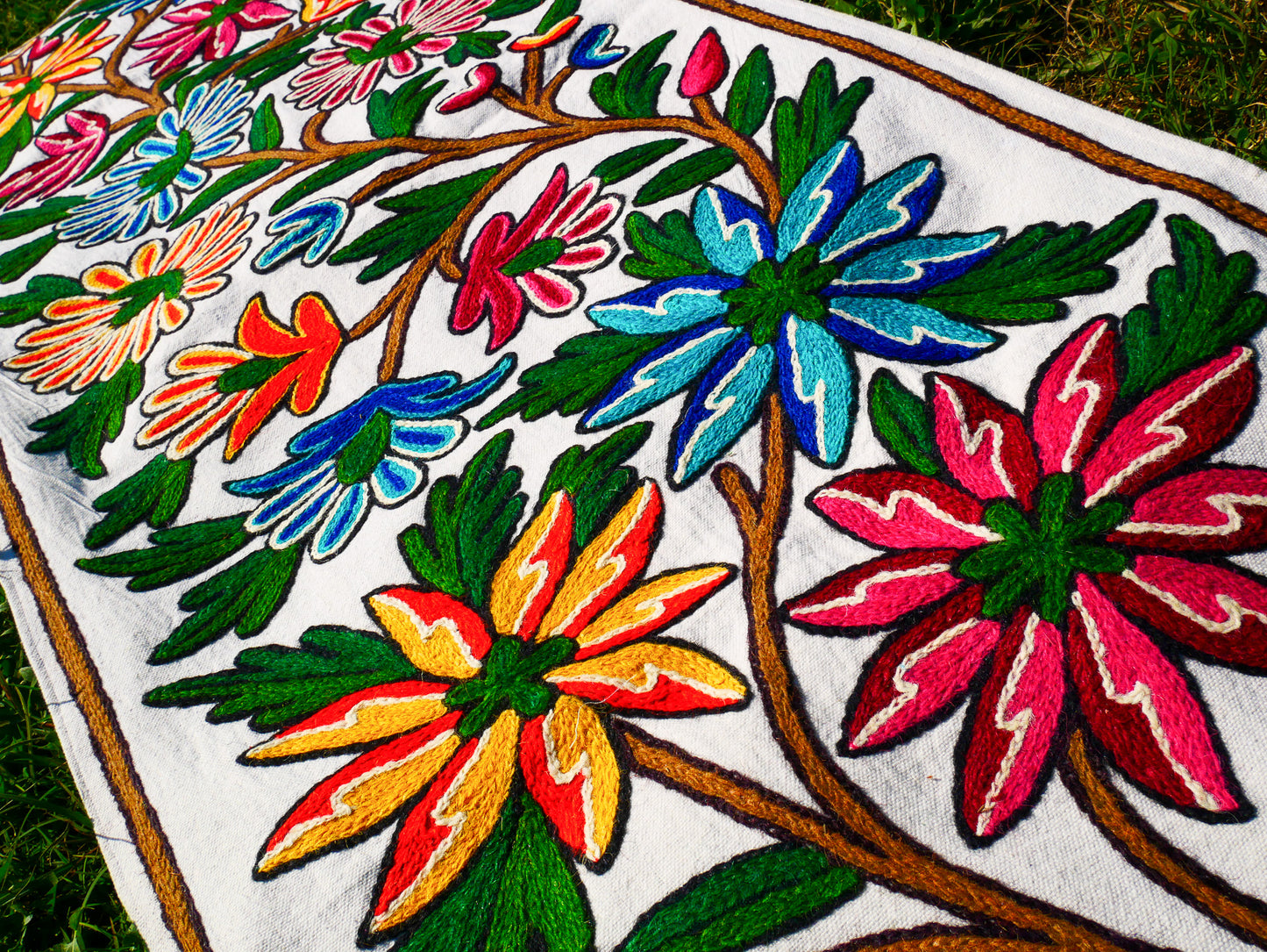 Boho table runner or wall hanging - Kashmiri Crewel embroidery - hand embroidered table decor