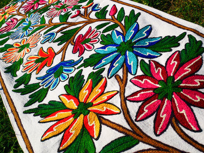 Boho table runner or wall hanging - Kashmiri Crewel embroidery - hand embroidered table decor