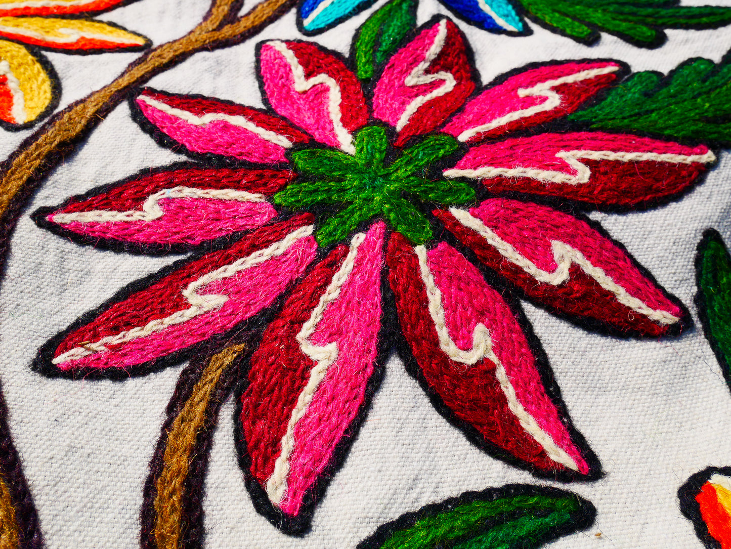 Boho table runner or wall hanging - Kashmiri Crewel embroidery - hand embroidered table decor