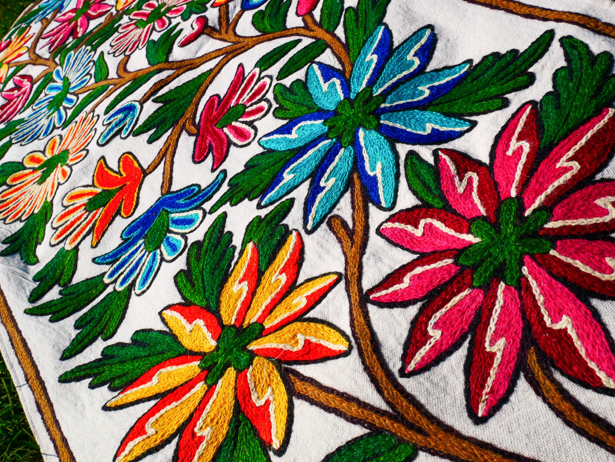 Boho table runner or wall hanging - Kashmiri Crewel embroidery - hand embroidered table decor