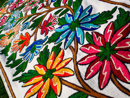 Boho table runner or wall hanging - Kashmiri Crewel embroidery - hand embroidered table decor