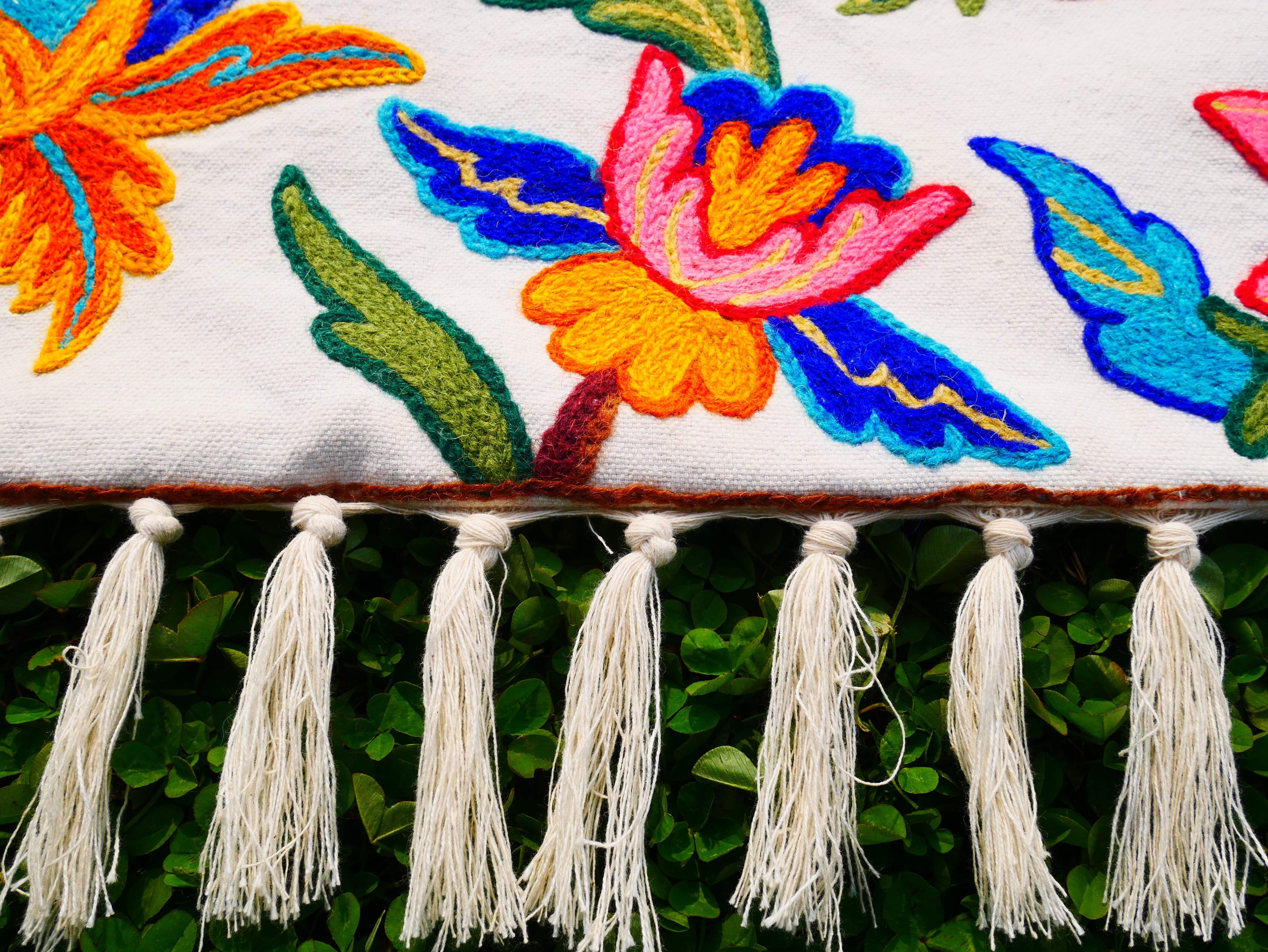 Embroidered Tapestry Kashmiri Wall Hanging 3x5ft Cotton and Wool Wall Decor