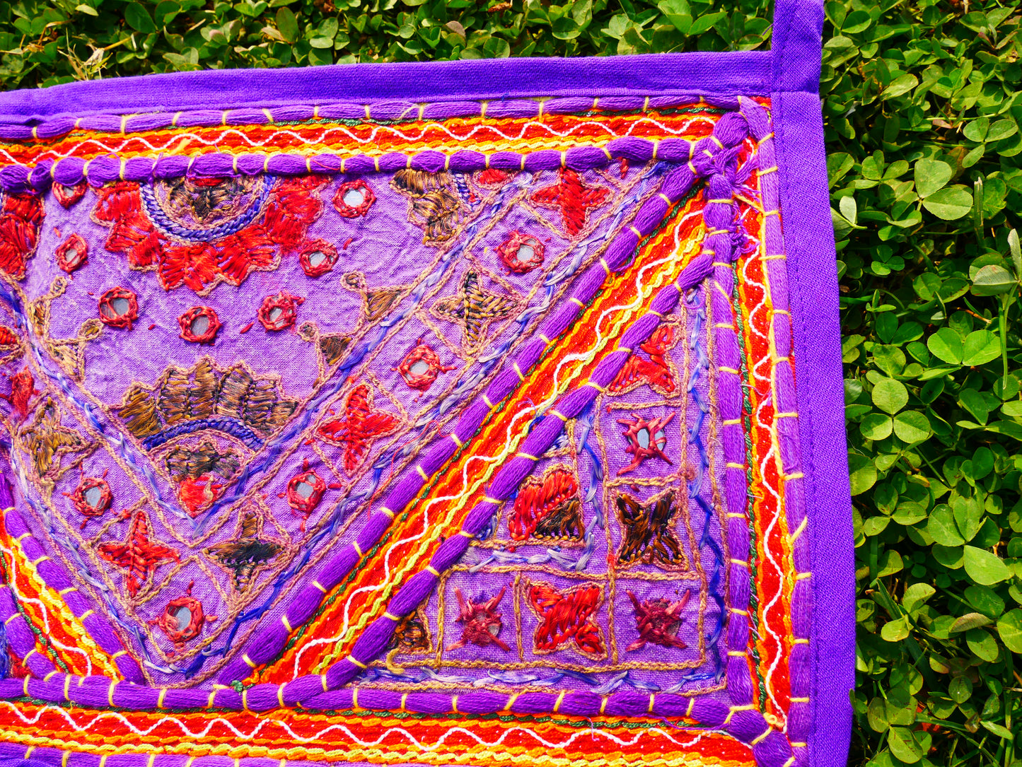 Embroidery Toran - Indian door hanging - Boho window valance Purple