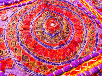 Embroidery Toran - Indian door hanging - Boho window valance Purple