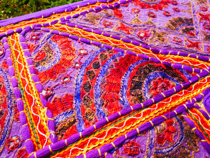 Embroidery Toran - Indian door hanging - Boho window valance Purple