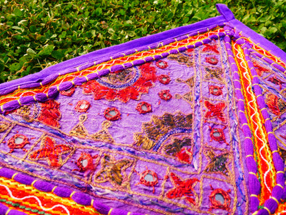 Embroidery Toran - Indian door hanging - Boho window valance Purple