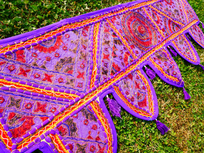 Embroidery Toran - Indian door hanging - Boho window valance Purple