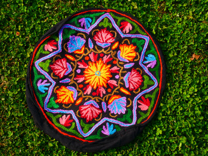 Kashmiri Meditation Cushion Cover hand embroidered Boho Floor Seating Pillow for Meditation | Cover Only