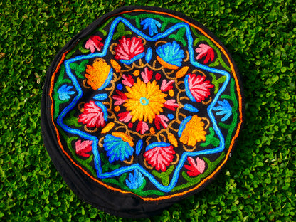 Kashmiri Meditation Cushion Cover hand embroidered Boho Floor Seating Pillow for Meditation | Cover Only