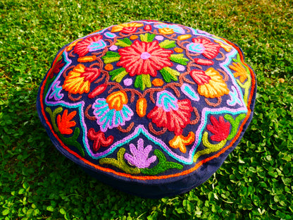 Kashmiri Meditation Cushion Cover hand embroidered Boho Floor Seating Pillow for Meditation | Cover Only