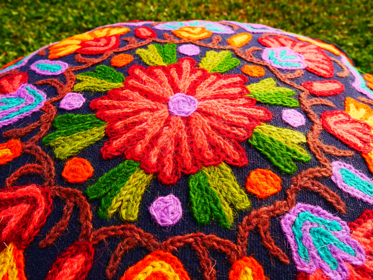 Kashmiri Meditation Cushion Cover hand embroidered Boho Floor Seating Pillow for Meditation | Cover Only