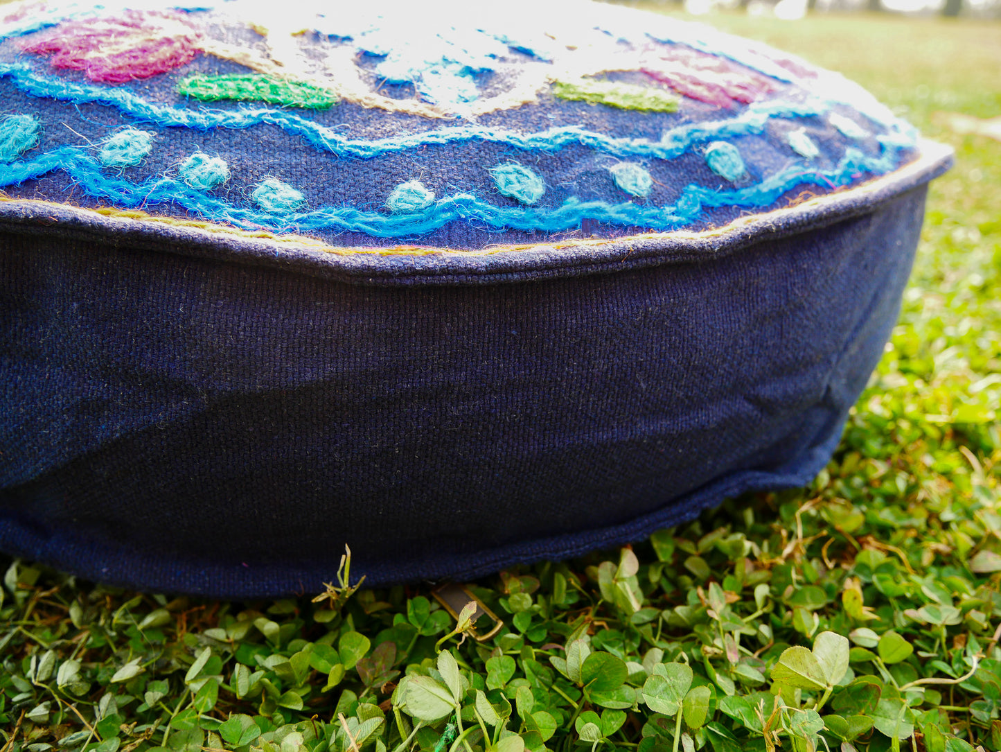 Hand-Embroidered Kashmiri Mandala Cushion Cover – Boho Floor Seating Pillow for Meditation | Cover Only