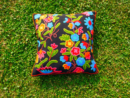 Colorful Kashmiri Crewel Pillow Covers: Handcrafted by Artisans 16x16 inches