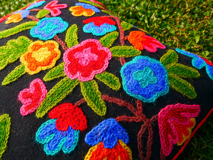 Colorful Kashmiri Crewel Pillow Covers: Handcrafted by Artisans 16x16 inches