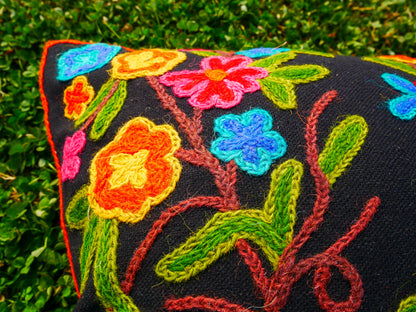 Colorful Kashmiri Crewel Pillow Covers: Handcrafted by Artisans 16x16 inches