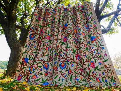 Amazing Embroidery curtain - Hand embroidered Flower curtains - Kashmiri cotton and wool bedroom curtain Boho