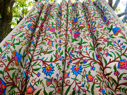 Amazing Embroidery curtain - Hand embroidered Flower curtains - Kashmiri cotton and wool bedroom curtain Boho