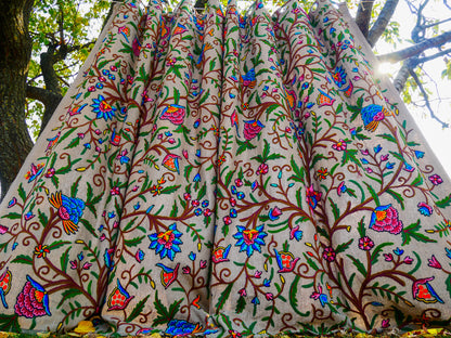 Amazing Embroidery curtain - Hand embroidered Flower curtains - Kashmiri cotton and wool bedroom curtain Boho