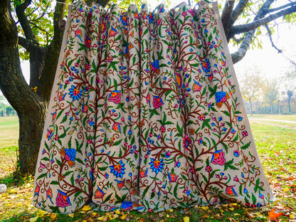 Amazing Embroidery curtain - Hand embroidered Flower curtains - Kashmiri cotton and wool bedroom curtain Boho