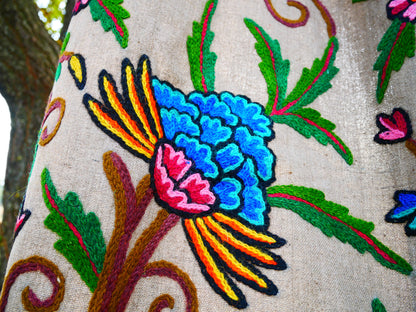 Amazing Embroidery curtain - Hand embroidered Flower curtains - Kashmiri cotton and wool bedroom curtain Boho