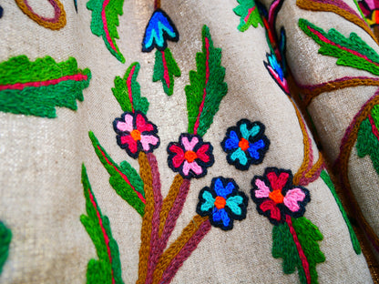 Amazing Embroidery curtain - Hand embroidered Flower curtains - Kashmiri cotton and wool bedroom curtain Boho
