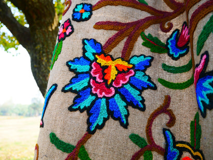 Amazing Embroidery curtain - Hand embroidered Flower curtains - Kashmiri cotton and wool bedroom curtain Boho