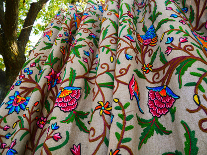 Amazing Embroidery curtain - Hand embroidered Flower curtains - Kashmiri cotton and wool bedroom curtain Boho
